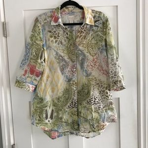 Chico’s size 2 sheer bottom up blouse